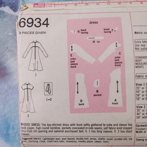 Vintage 1975 Simplicity 6934 Pattern Dress - Picture 7 of 8